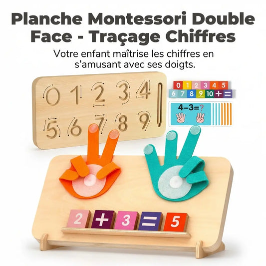 Planche Montessori Double Face - Traçage Chiffres & Comptage Doigts