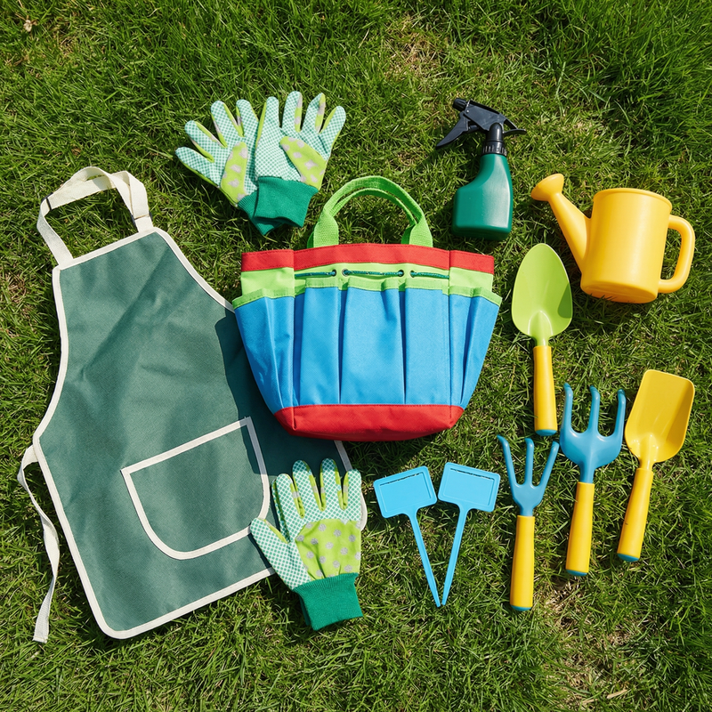 Kit Jardinage Enfant 11 Pièces sur herbe verte