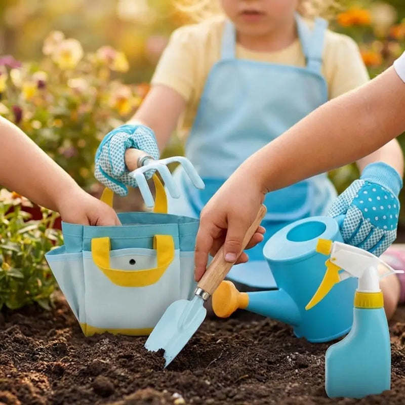 Kit Jardinage Enfant - Outils Colorés Pelle Râteau Tablier