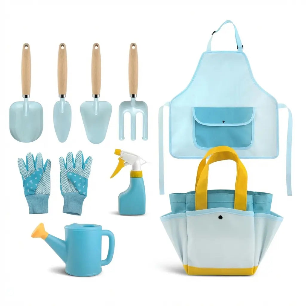 Kit Jardinage Enfant - Outils Colorés Pelle Râteau Tablier