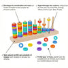 Jeu Lancer d'Anneaux Arc-en-ciel Bois - Coordination 2-6 ans