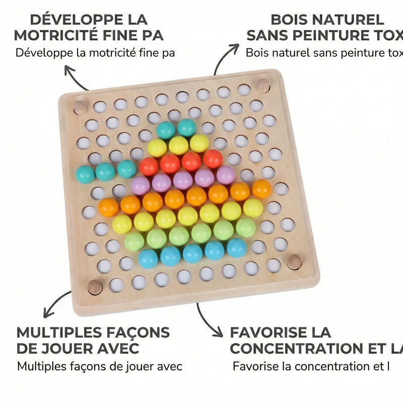 Jeu de Perles en Bois Montessori - Puzzle Clip & Motifs 2-6 ans