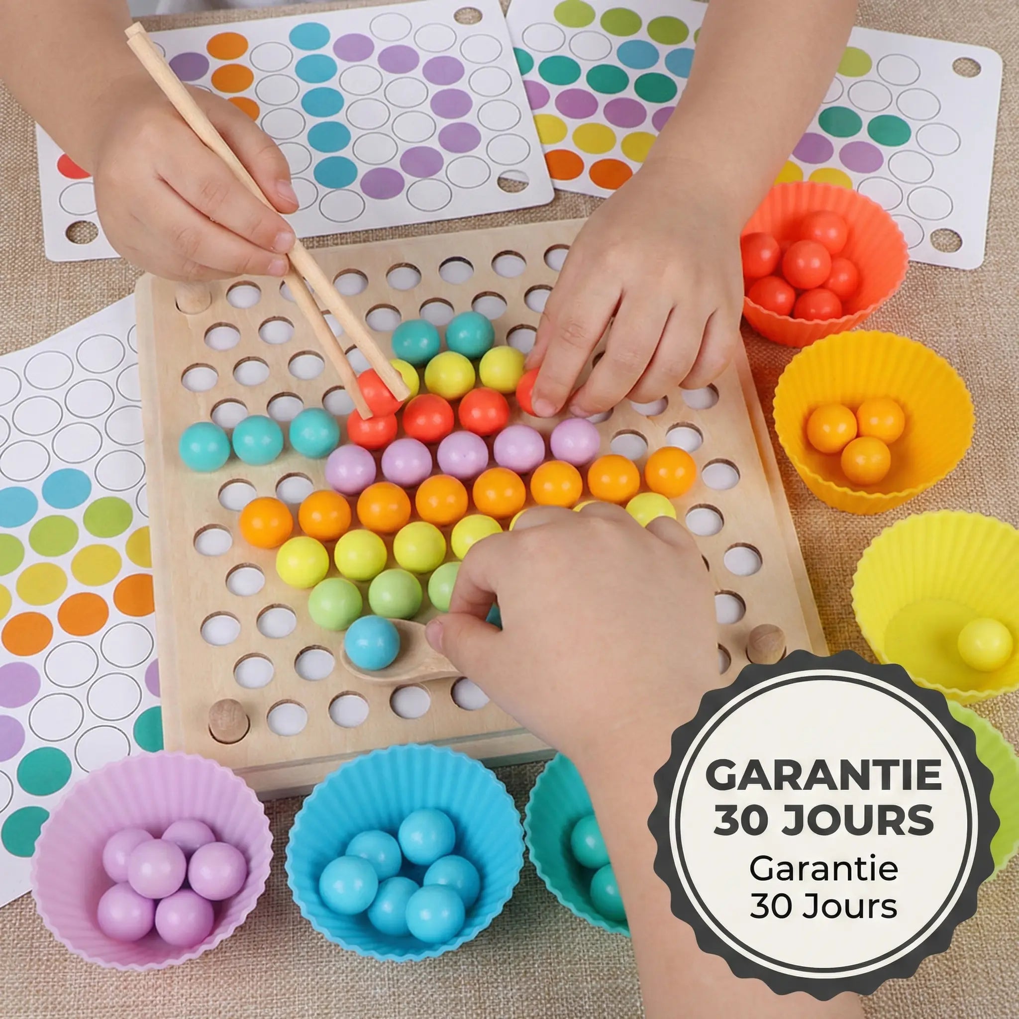 Jeu de Perles en Bois Montessori - Puzzle Clip & Motifs 2-6 ans