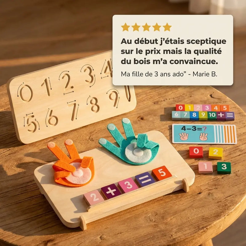 Planche Montessori Double Face - Traçage Chiffres & Comptage Doigts