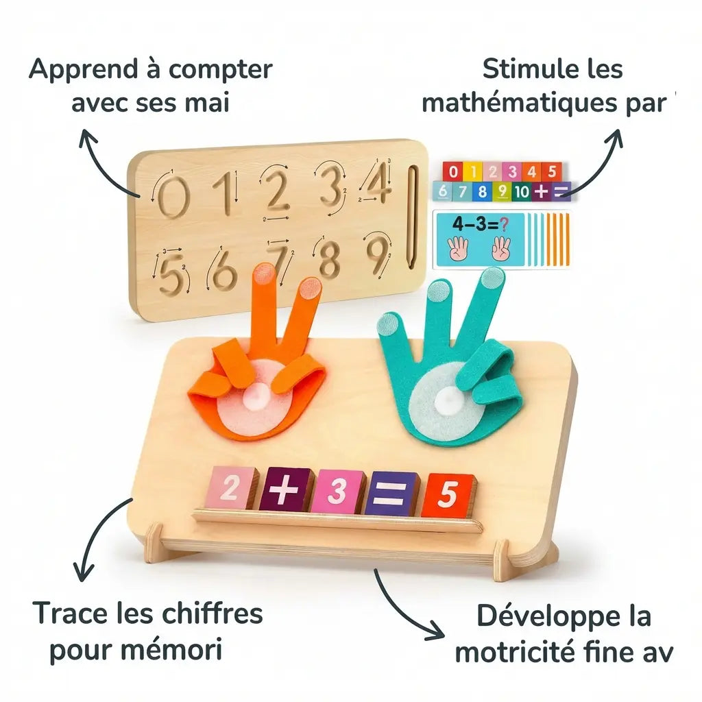 Planche Montessori Double Face - Traçage Chiffres & Comptage Doigts