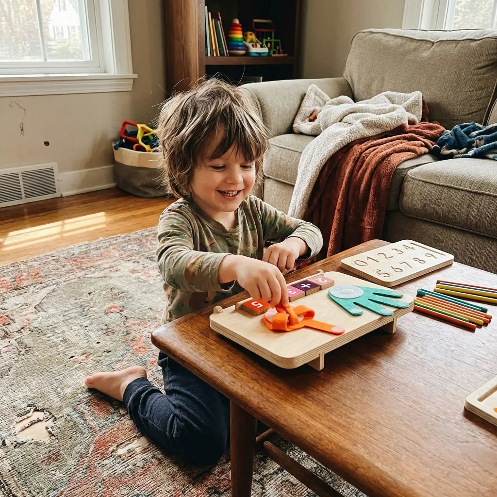 Planche Montessori Double Face - Traçage Chiffres & Comptage Doigts