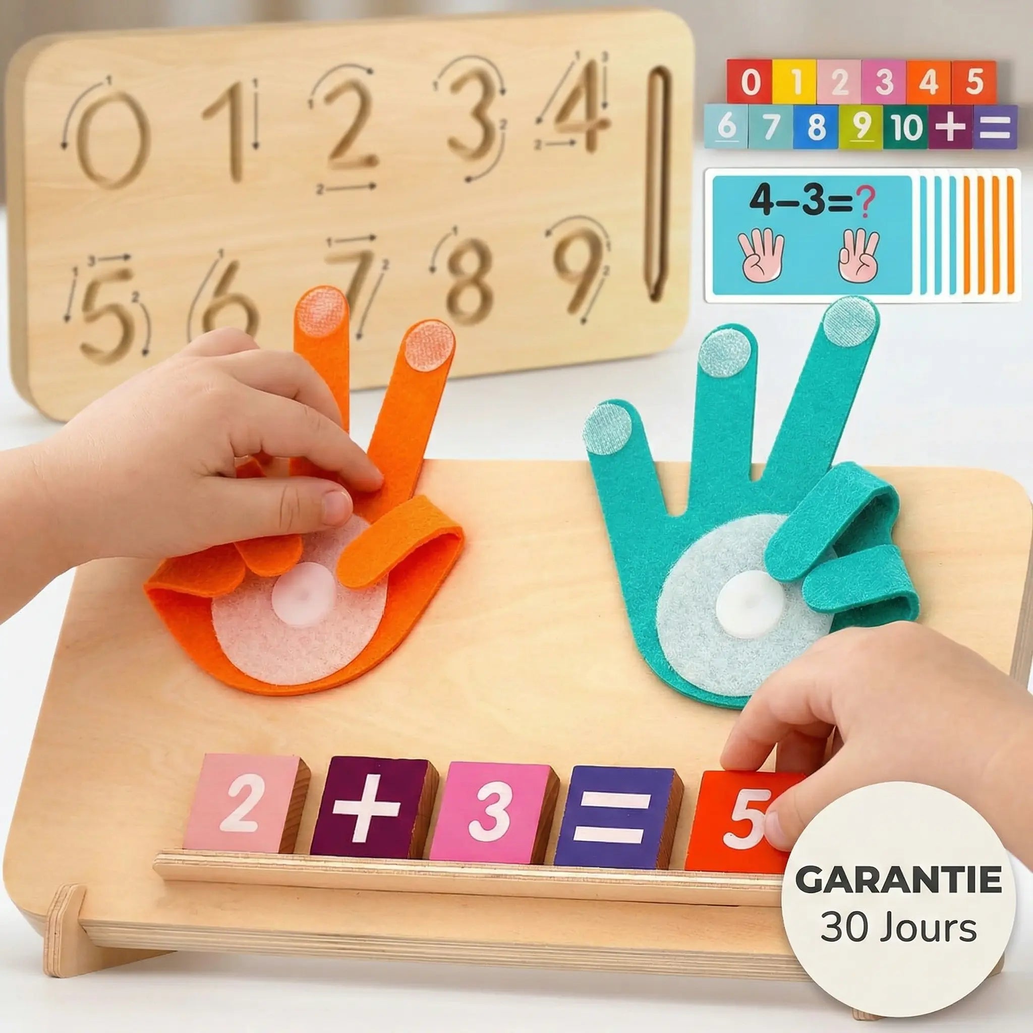 Planche Montessori Double Face - Traçage Chiffres & Comptage Doigts
