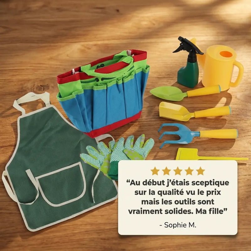 Kit Jardinage Enfant 11 Pièces - Outils Sécurisés Plage & Jardin