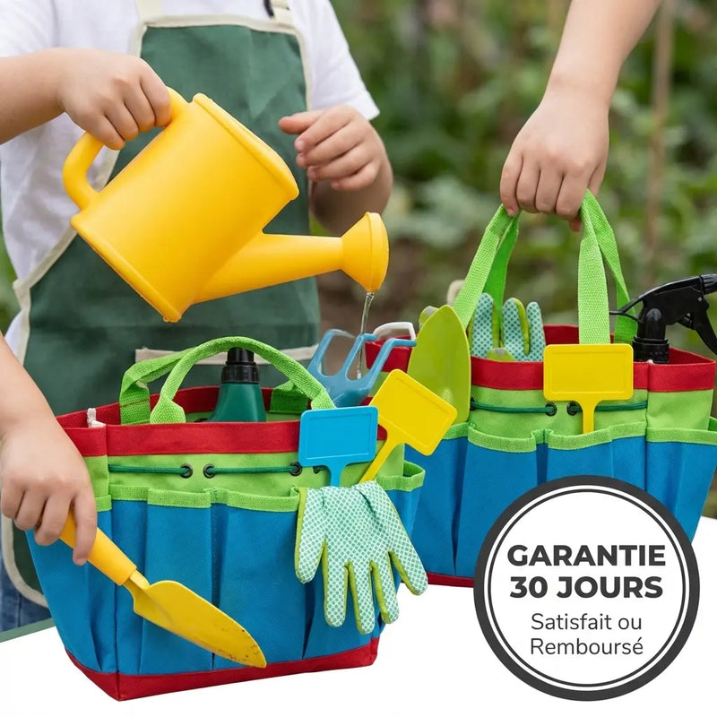 Kit Jardinage Enfant 11 Pièces - Outils Sécurisés Plage & Jardin