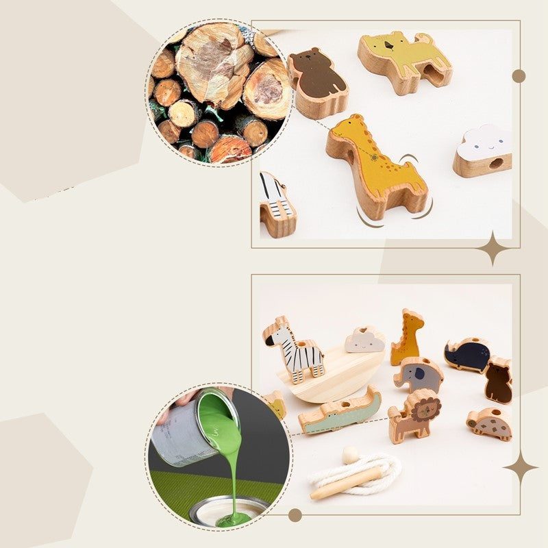 Découvrez notre collection Jouet Montessori animaux en bois, avec des pièces en bois en forme d'animaux, des bûches, des liquides verts, des cordes et une planche d'équilibre. Parfait pour l'exploration et l'apprentissage ludiques.