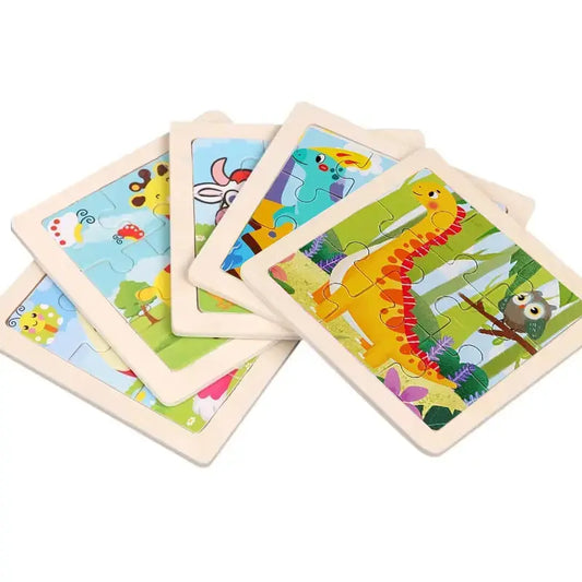 Un ensemble de puzzles en bois avec des Puzzle en Bois Dinosaure.