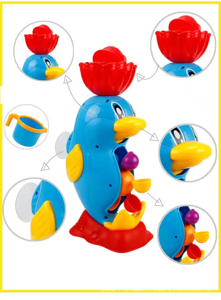Une image d'un Jouet de Bain Déversoir à accrocher à la baignoire conçu pour être accroché à la baignoire.