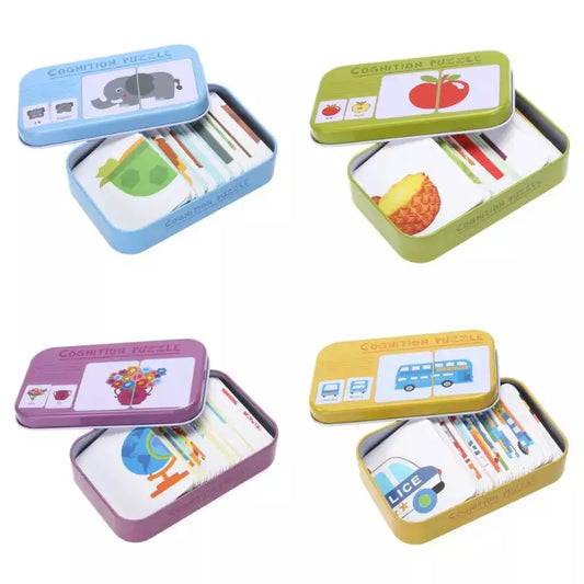Un ensemble de boîtes colorées avec différentes images dessus.