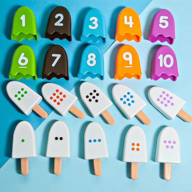 Un ensemble de glaces avec des chiffres dessus.