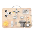Busy Board Montessori Transportable Bois Naturel - 10 Éléments
