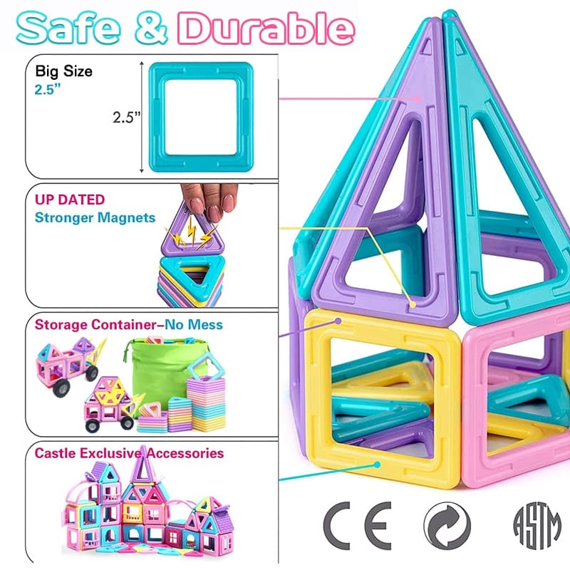 Jouet de Construction Magnétique Éducatif - Blocs de construction magnétiques sûrs et durables.