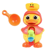 Un jouet Douche et Bain Canard Mignon avec Ventouse avec une couronne et une cuillère.