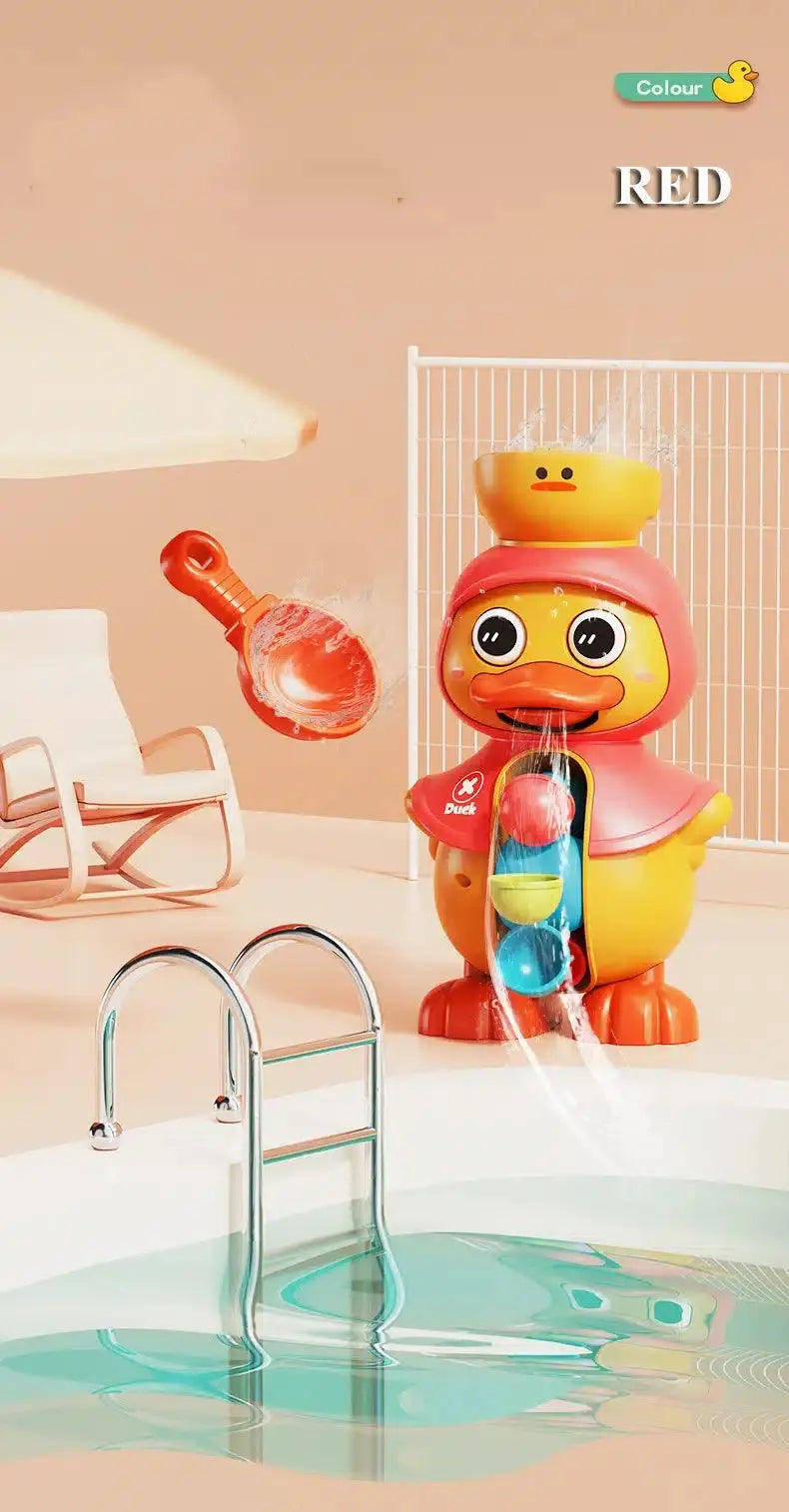 Un jouet "Jouet Douche et Bain Canard Mignon avec Ventouse" dans une piscine.