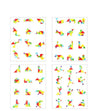 Un ensemble de formes géométriques colorées issues d'un Livre Puzzle Tangram Magnétique sur une feuille de papier.