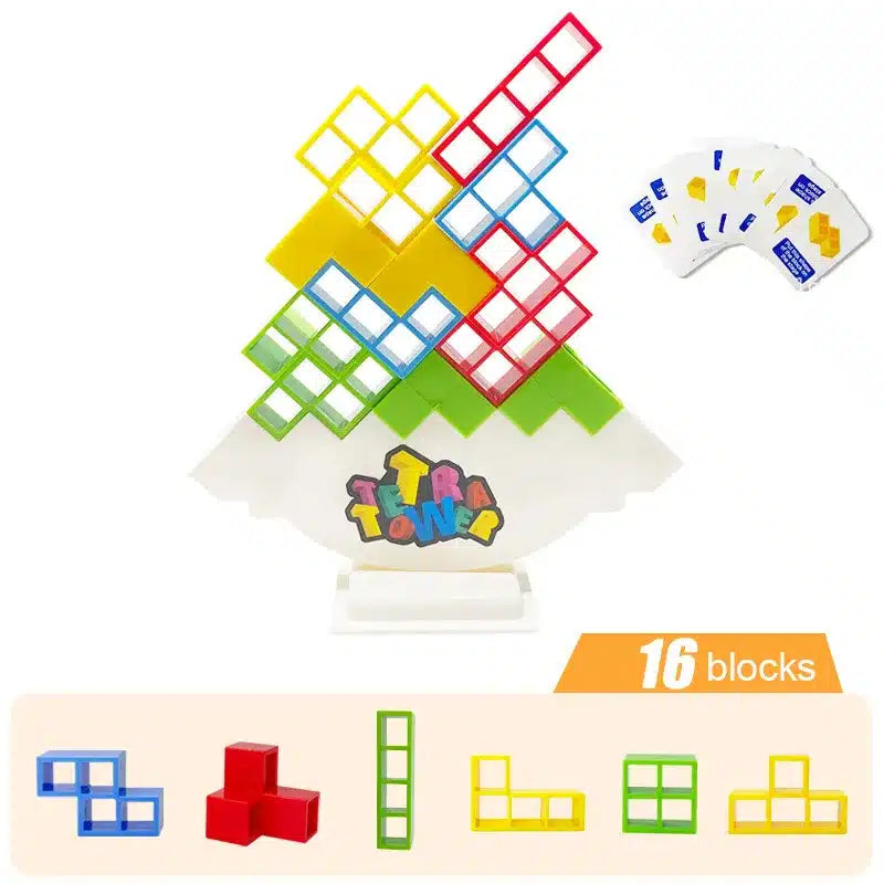 Un jouet avec un jeu de blocs et un jeu de cartes.
