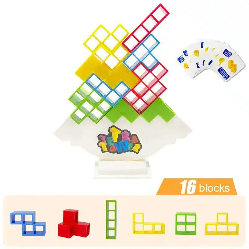 Un jouet avec un jeu de blocs et un jeu de cartes.
