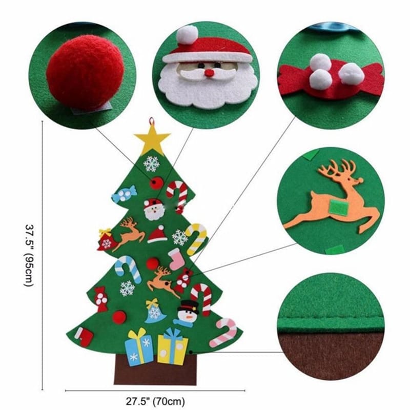 Arbre de Noël en Feutre avec 26 pièces de Décoration.