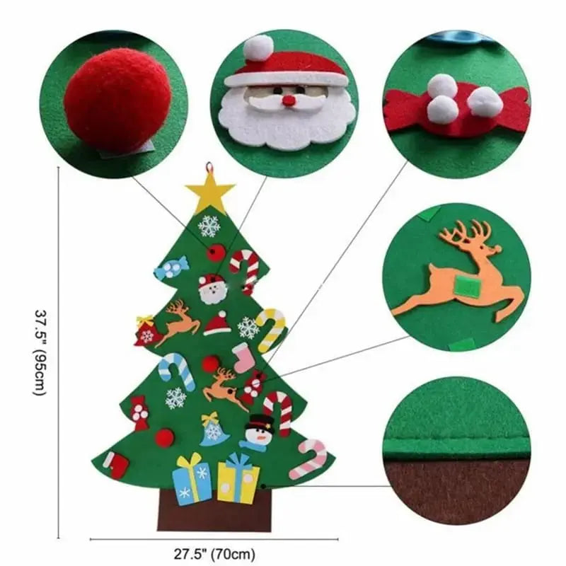 Arbre de Noël en Feutre avec 26 pièces de Décoration.