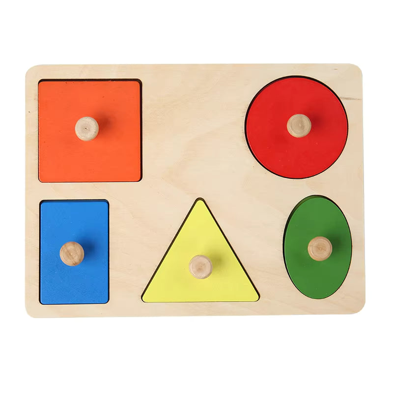 Puzzle Montessori de formes et couleurs sur planche