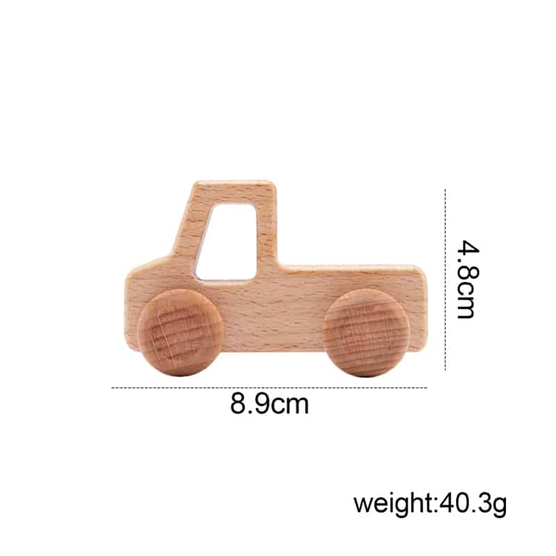 Un camion jouet en bois Anneau de Dentition en Bois - Voitures avec des mesures pour Anneau de Dentition en Bois - Voitures.