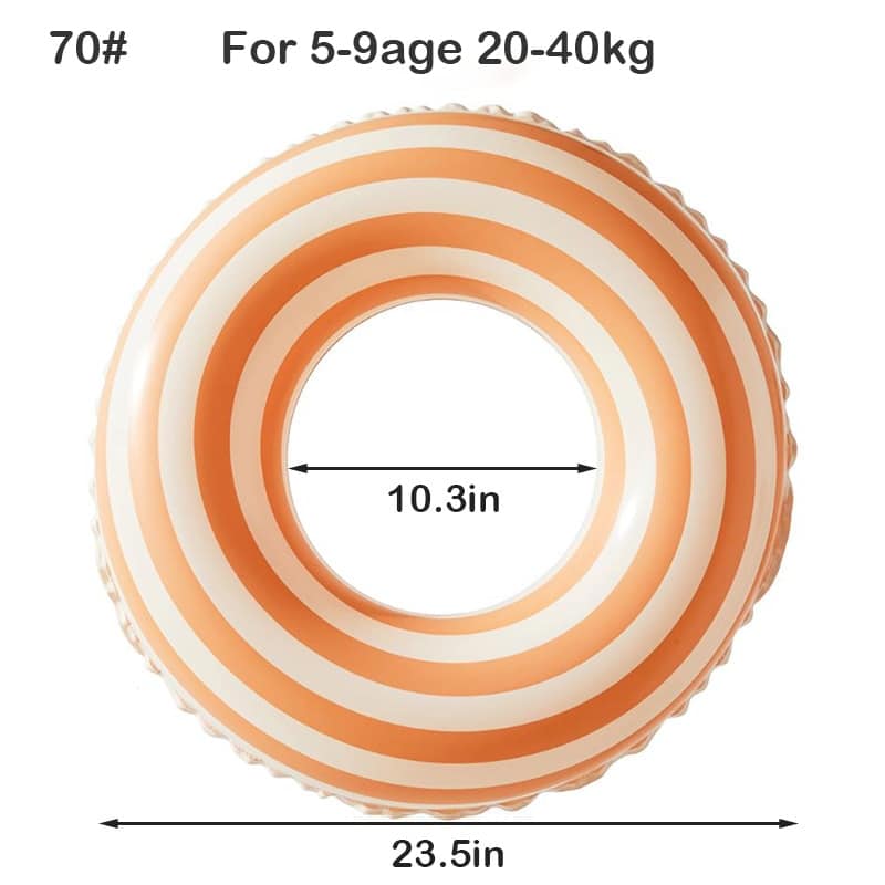 Une Bouée Gonflable 5 ans à 9 ans (20-40 Kg) est une bouée gonflable orange et blanche adaptée aux enfants de 5 à 9 ans (20-40 Kg).