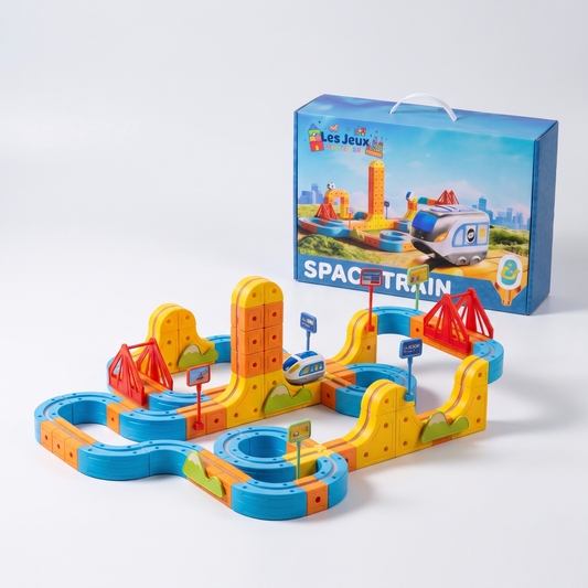 Space Train, circuit de rails 3D et son coffret