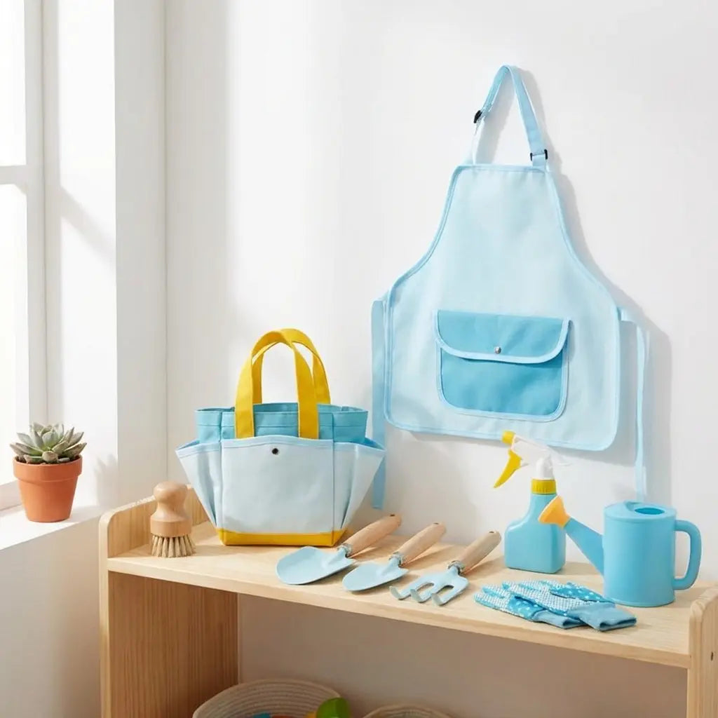 Kit Jardinage Enfant - Outils Colorés Pelle Râteau Tablier