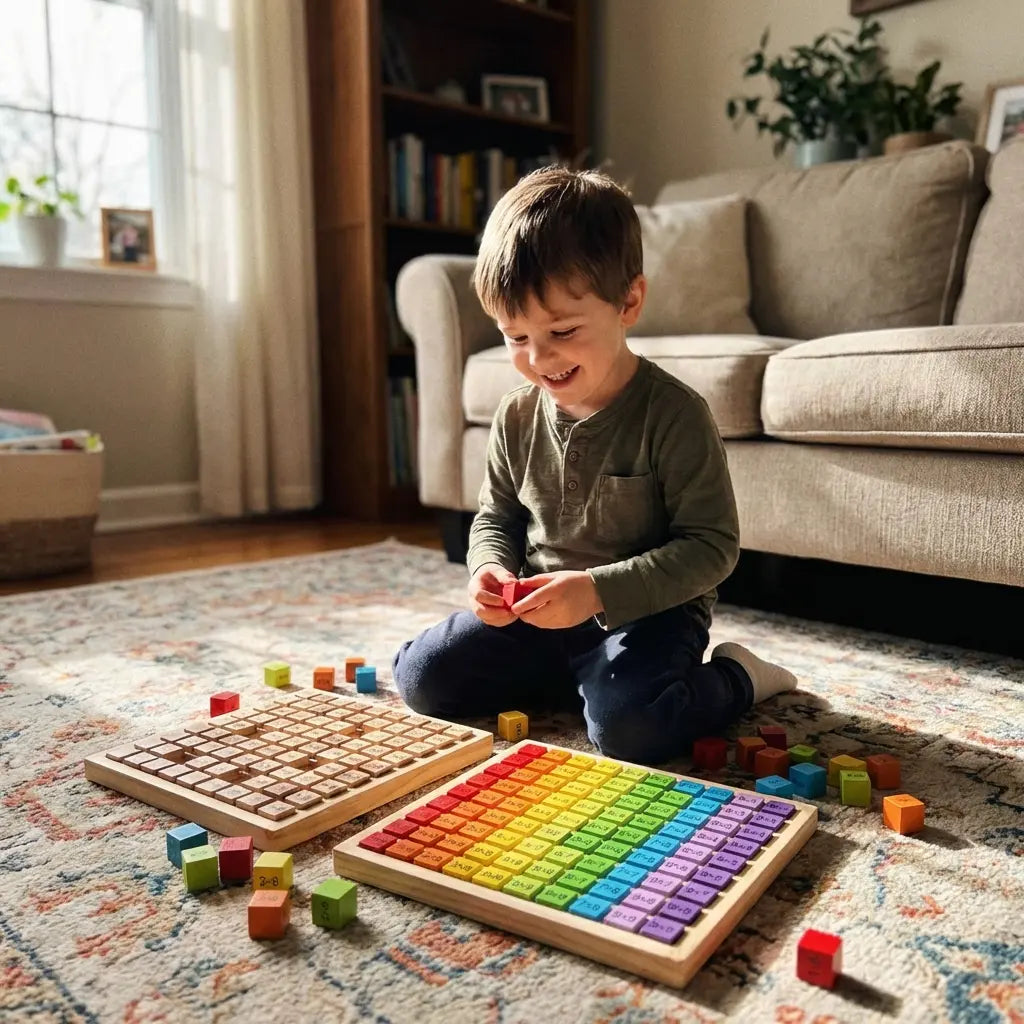 Tableau Multiplication Montessori Bois - Apprentissage Mathématiques