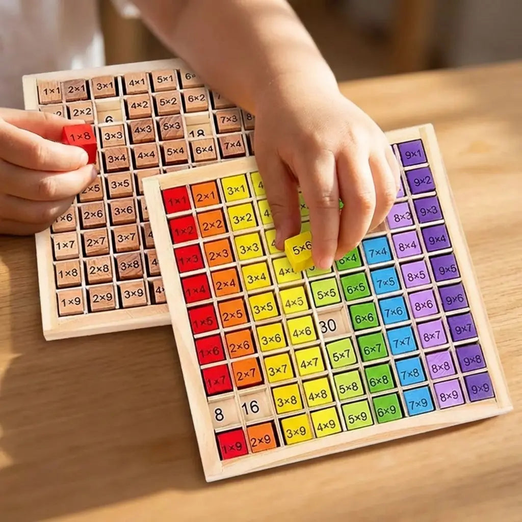 Tableau Multiplication Montessori Bois - Apprentissage Mathématiques