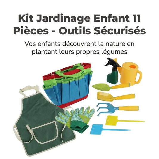 Kit Jardinage Enfant 11 Pièces - Outils Sécurisés Plage & Jardin
