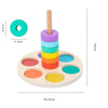 Jeu de Cercles à Enfiler : Jeu de Cercles à Enfiler est un jouet en bois coloré avec un arc-en-ciel de couleurs.