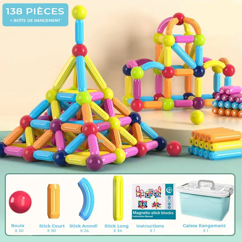 Un ensemble de 138 blocs de construction colorés avec un seau.