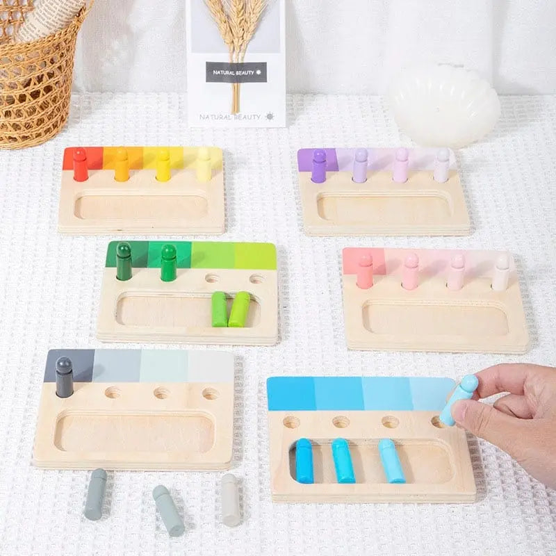 Jeux de Pions en Bois - Assemblage des Couleurs avec différentes couleurs.