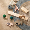 Un ensemble de jeux d'équilibre Animaux et Dinosaure en Bois avec des girafes, des éléphants et des zèbres.