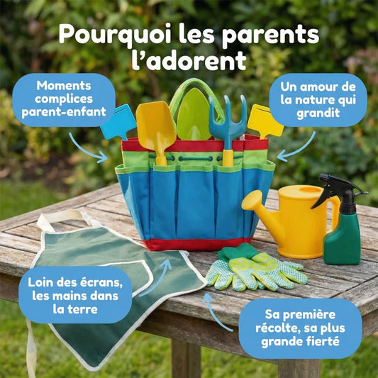 Kit Jardinage Enfant 11 Pièces - Outils Sécurisés Plage & Jardin