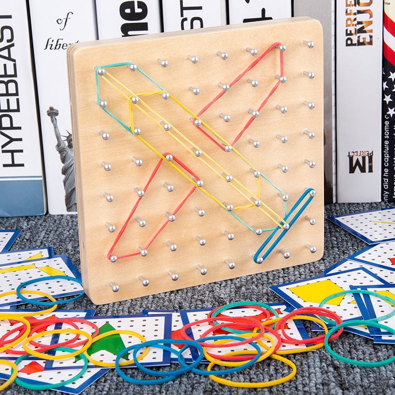 plaque montessori a elastiques avion example