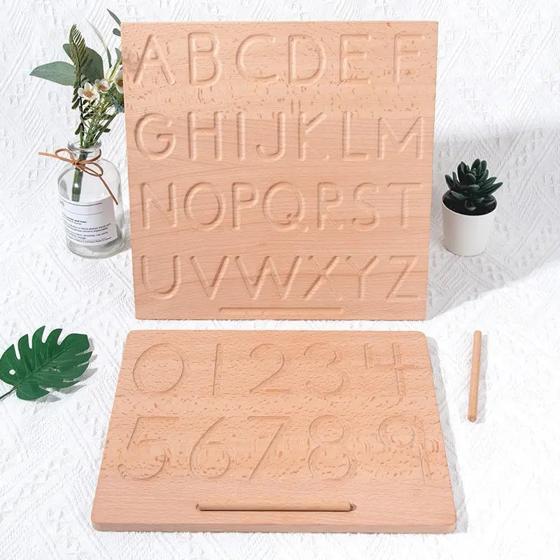 plateau bois lettres montessori 