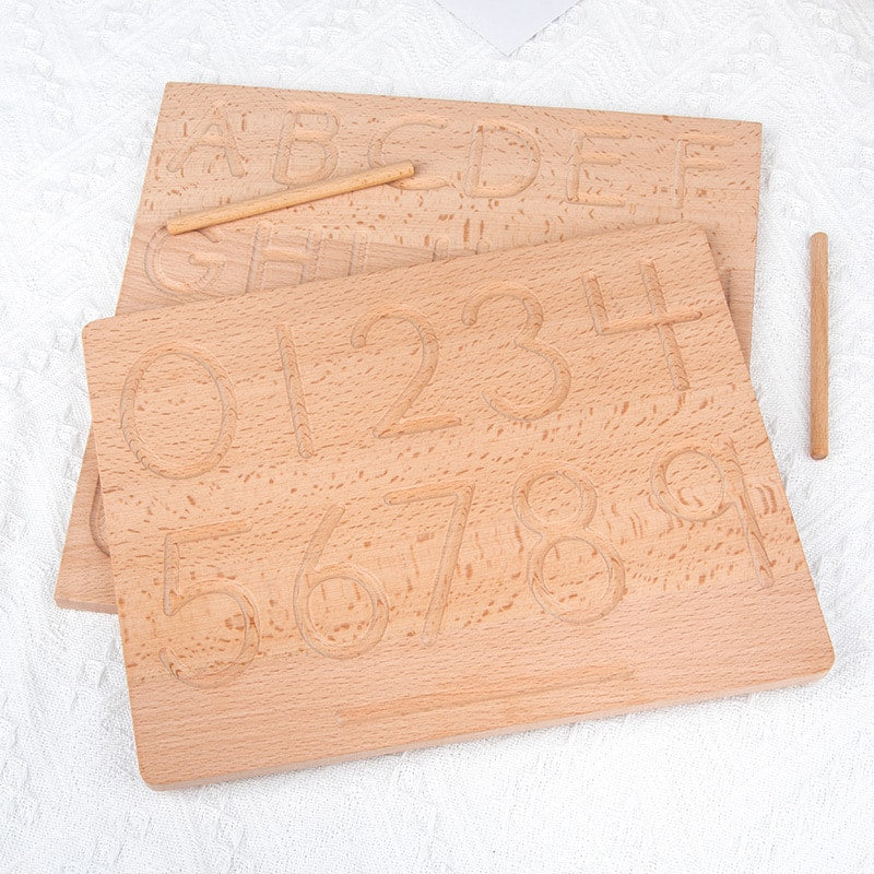 plateau bois lettres montessori 