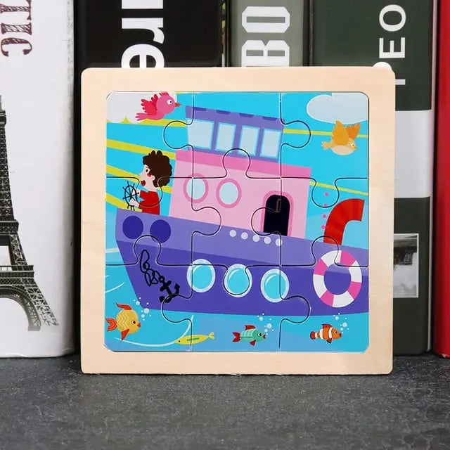 puzzle bois vehicule bateau 