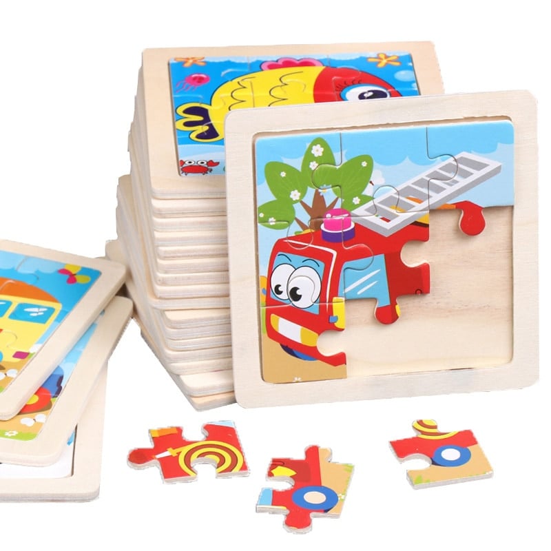 puzzle bois vehicules helico