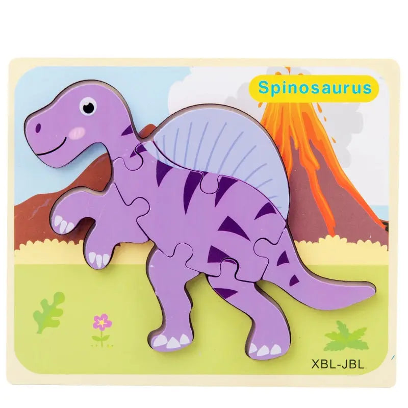 puzzle en bois cartoon dinosaure d 