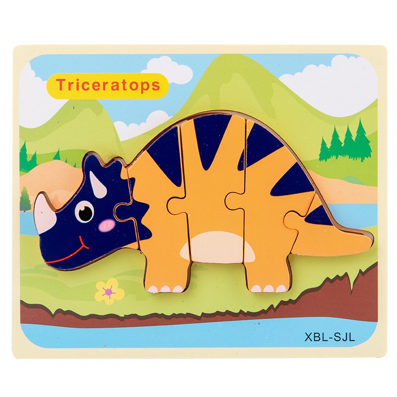 puzzle en bois cartoon dinosaure d 