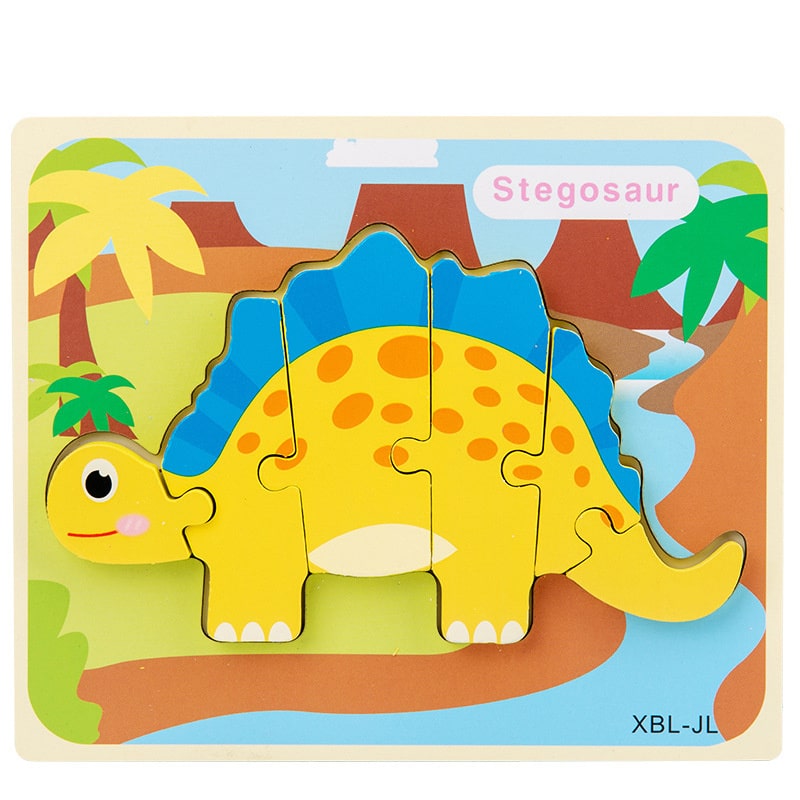 puzzle en bois cartoon dinosaure d 