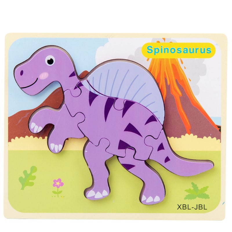 puzzle en bois cartoon dinosaure d 