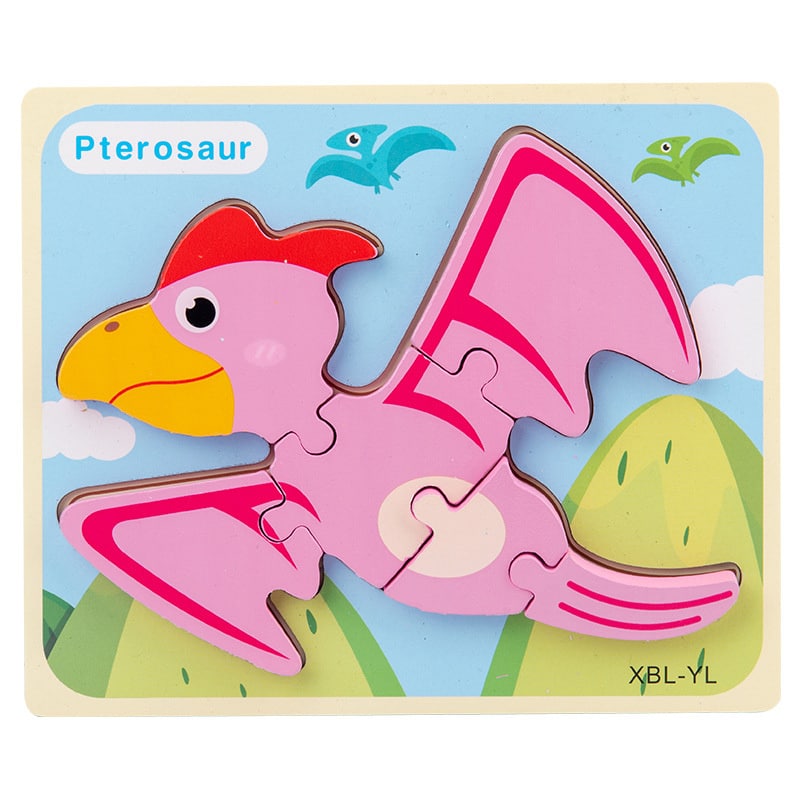 puzzle en bois cartoon dinosaure d 